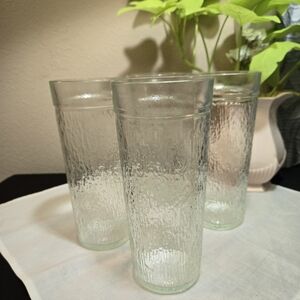 Vintage Kerr 7.5 " Textured Clear Glass Tumblers - Set of 4
